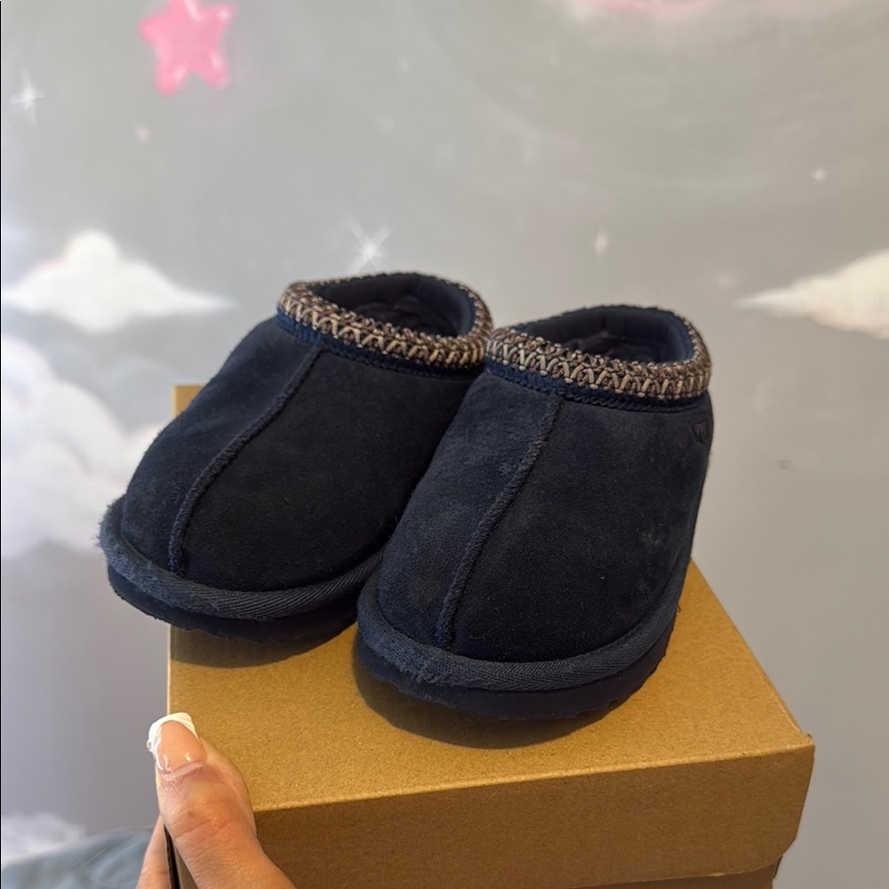 Cozy Navy Blue Suede Slippers